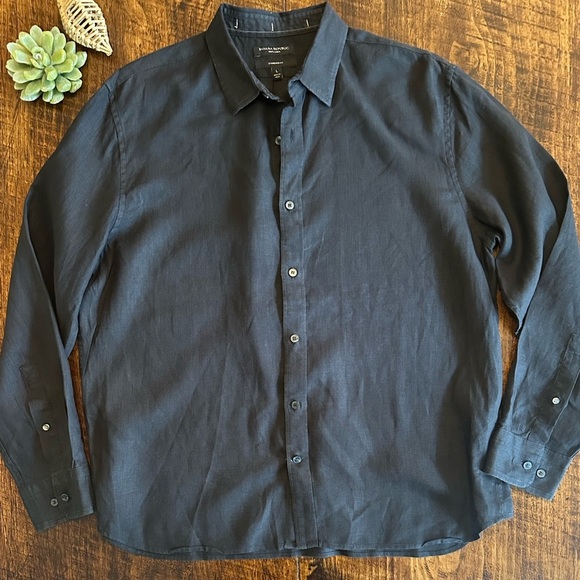 Banana Republic | Standard-Fit Black 100% Linen Shirt, Size L - Picture 2 of 9